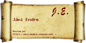 Jáni Endre névjegykártya